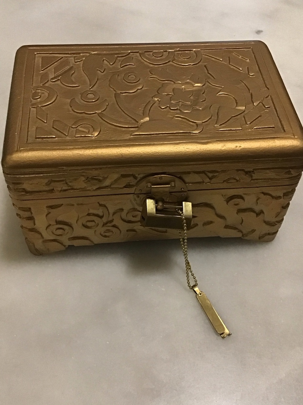 Vintage Gold Embossed Key & Card Holder Box